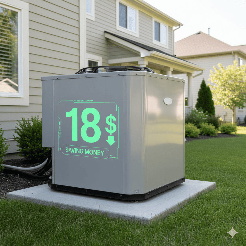 High SEER 18 HVAC unit saving energy for home in Rochester, NY