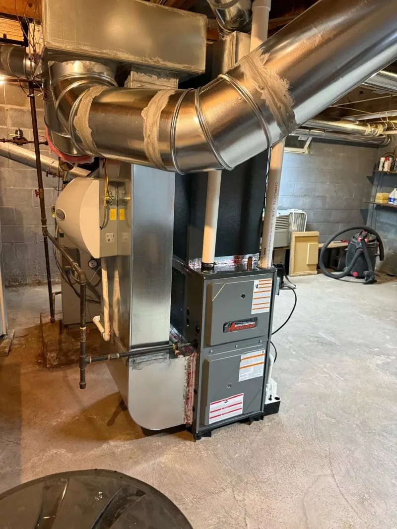 furnace ductwork basement Rochester NY.