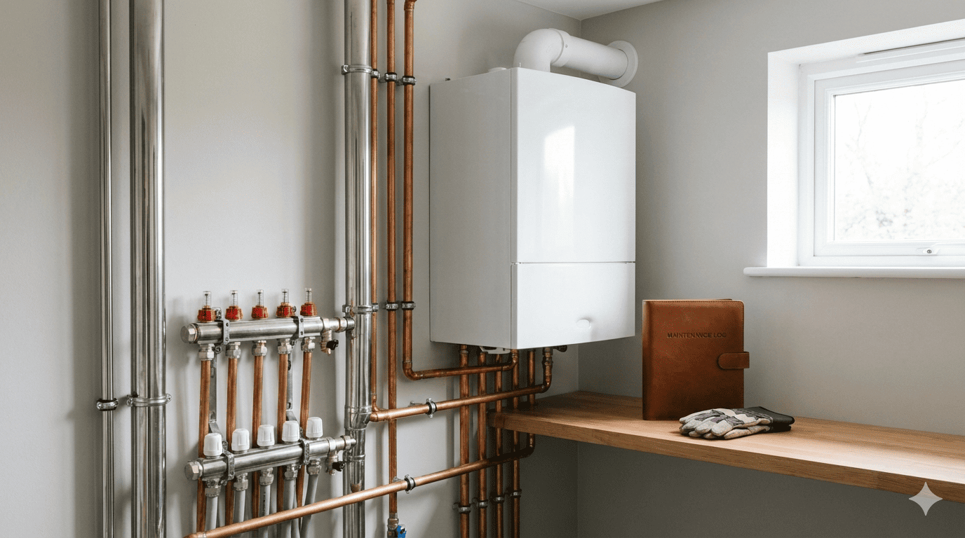 Modern residential boiler room (boiler lifespan guide for Henrietta, NY)