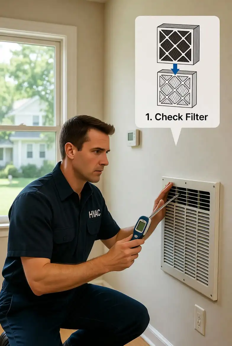 Check Air Filter to Fix AC Blowing Warm Air